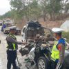 Sat Lantas Polres Tubaba Evakuasi Korban dan Kendaraan Laka Lantas di Jalan Tol Terpeka KM 198.100 A, 6 Orang Meninggal Dunia Anggota Polres Tulang Bawang Jadi Korban.